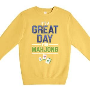 Great Day For Mahjong Player Chinese Board Game Solitaire Funny Gift Premium Crewneck Sweatshirt