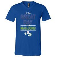 Great Day For Mahjong Player Chinese Board Game Solitaire Funny Gift V-Neck T-Shirt