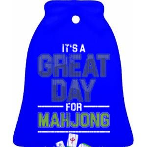 Great Day For Mahjong Player Chinese Board Game Solitaire Funny Gift Ceramic Bell Ornament