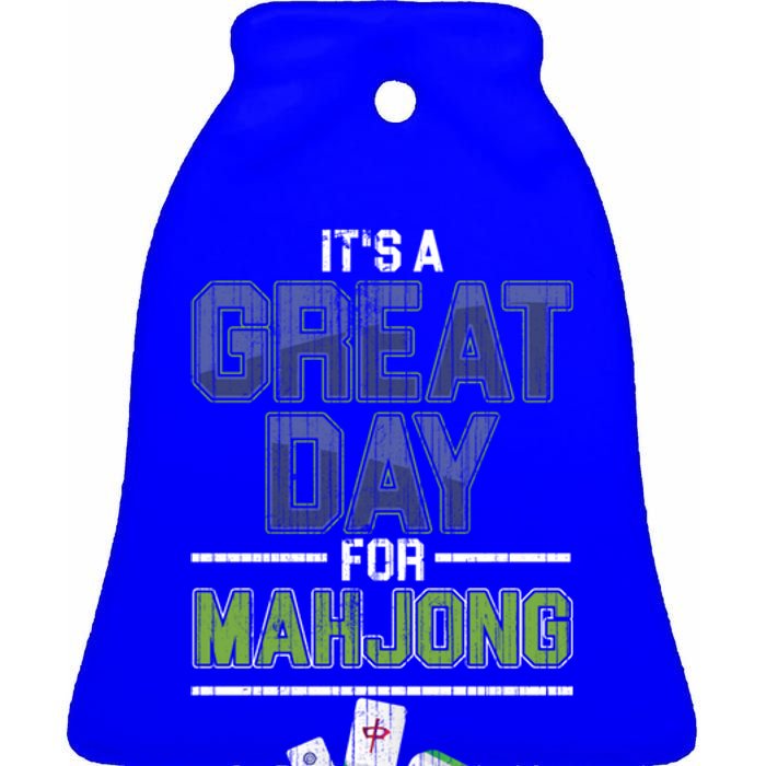 Great Day For Mahjong Player Chinese Board Game Solitaire Funny Gift Ceramic Bell Ornament