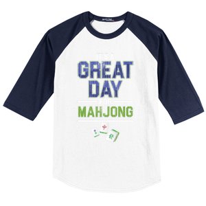 Great Day For Mahjong Player Chinese Board Game Solitaire Funny Gift Baseball Sleeve Shirt