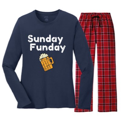 Game Day Funny Sunday Sports Funday Drinking Football Women's Long Sleeve Flannel Pajama Set 