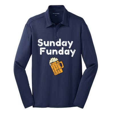 Game Day Funny Sunday Sports Funday Drinking Football Silk Touch Performance Long Sleeve Polo