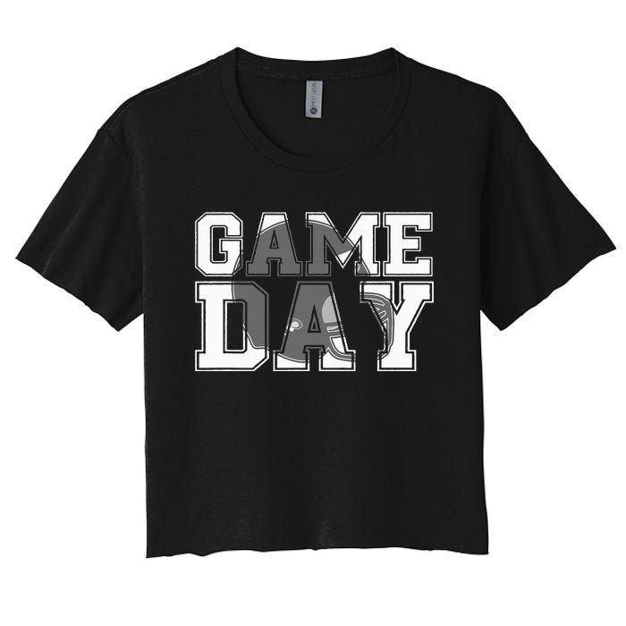 Game Day Fantasy Football Season Funny Women's Crop Top Tee