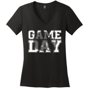 Game Day Fantasy Football Season Funny Women's V-Neck T-Shirt