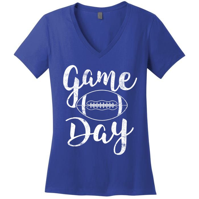 Game Day Football Cute Football Top Meaningful Gift Women's V-Neck T-Shirt