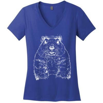 Groundhog Day Funny February Animal Forecasting Gift Women's V-Neck T-Shirt