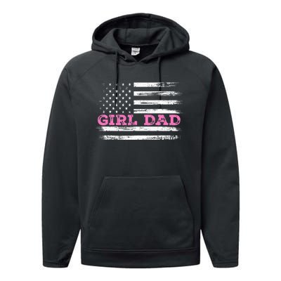 Girl Dad FatherS Day Dad Daughter Dad Of Outnumbered Performance Fleece Hoodie