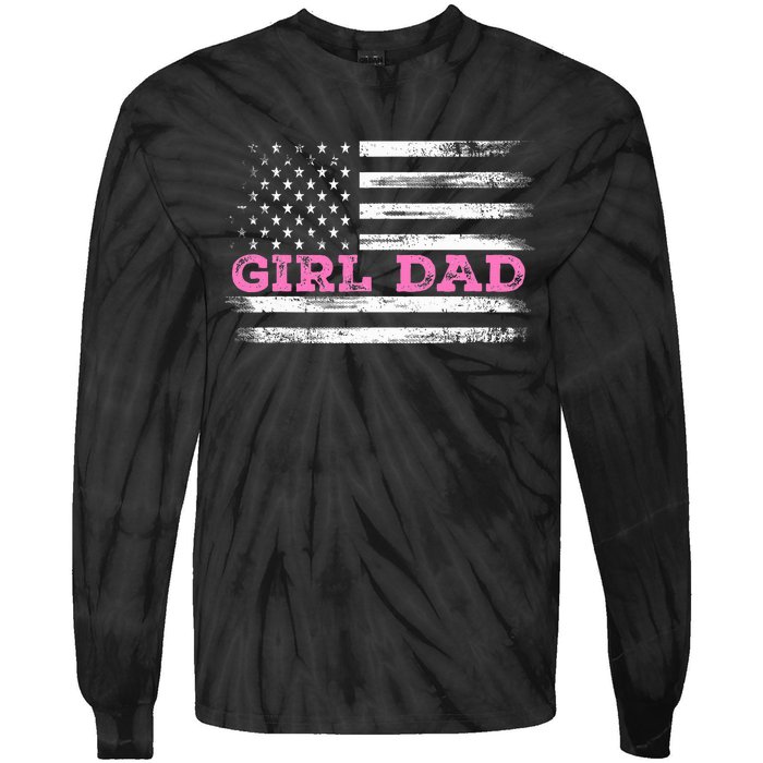 Girl Dad FatherS Day Dad Daughter Dad Of Outnumbered Tie-Dye Long Sleeve Shirt