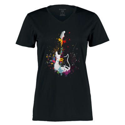 Guitar Design Guitar Gift For Guitarist Women's Momentum V-Neck T-Shirt