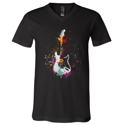 Guitar Design Guitar Gift For Guitarist V-Neck T-Shirt