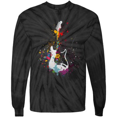 Guitar Design Guitar Gift For Guitarist Tie-Dye Long Sleeve Shirt