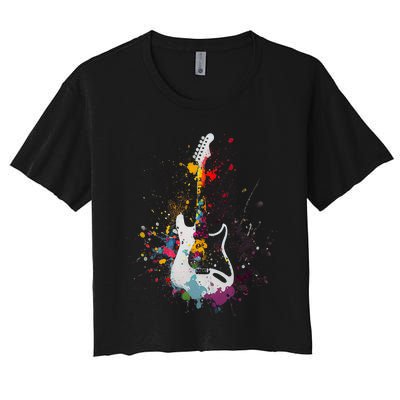 Guitar Design Guitar Gift For Guitarist Women's Crop Top Tee