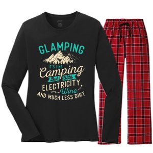 Glamping Definition Glamper Glamorous Camping Camper Women's Long Sleeve Flannel Pajama Set 