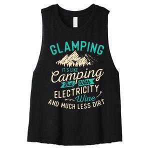 Glamping Definition Glamper Glamorous Camping Camper Women's Racerback Cropped Tank