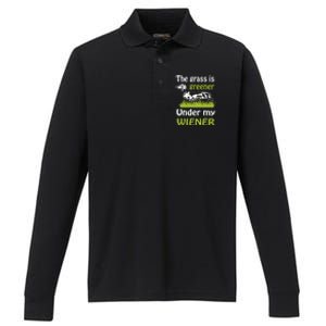 Greener Dachshund Gift Performance Long Sleeve Polo