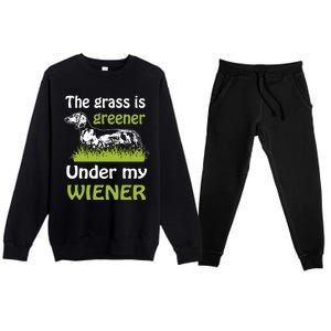 Greener Dachshund Gift Premium Crewneck Sweatsuit Set