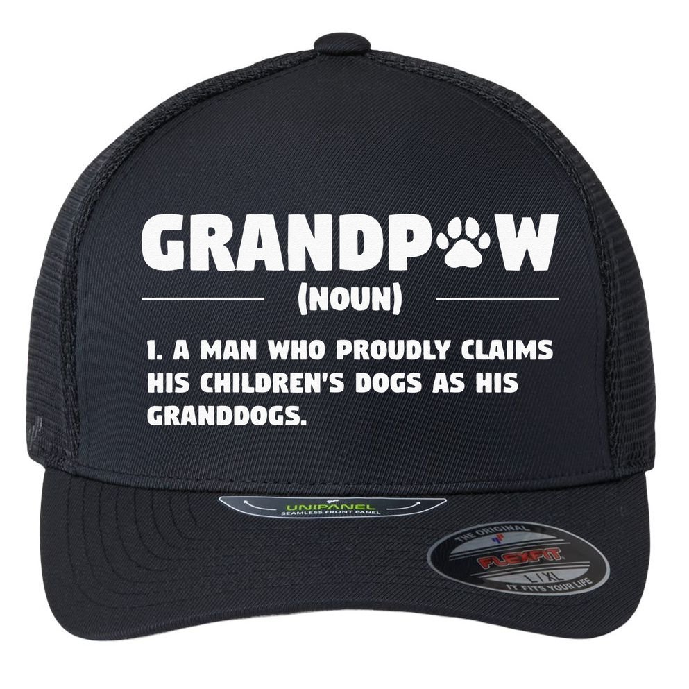 Grandpaw Dog Gifts Grandpa Animal Dogs Grandfather Pet lover Flexfit Unipanel Trucker Cap