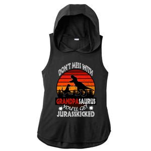 Grandpa Dinosaur Ladies PosiCharge Tri-Blend Wicking Draft Hoodie Tank