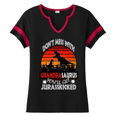 Grandpa Dinosaur Ladies Halftime Notch Neck Tee