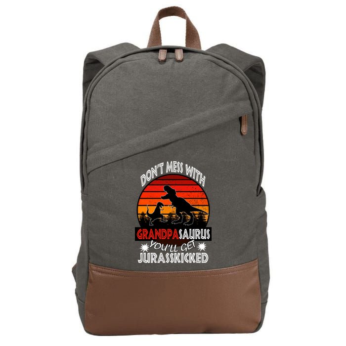 Grandpa Dinosaur Cotton Canvas Backpack