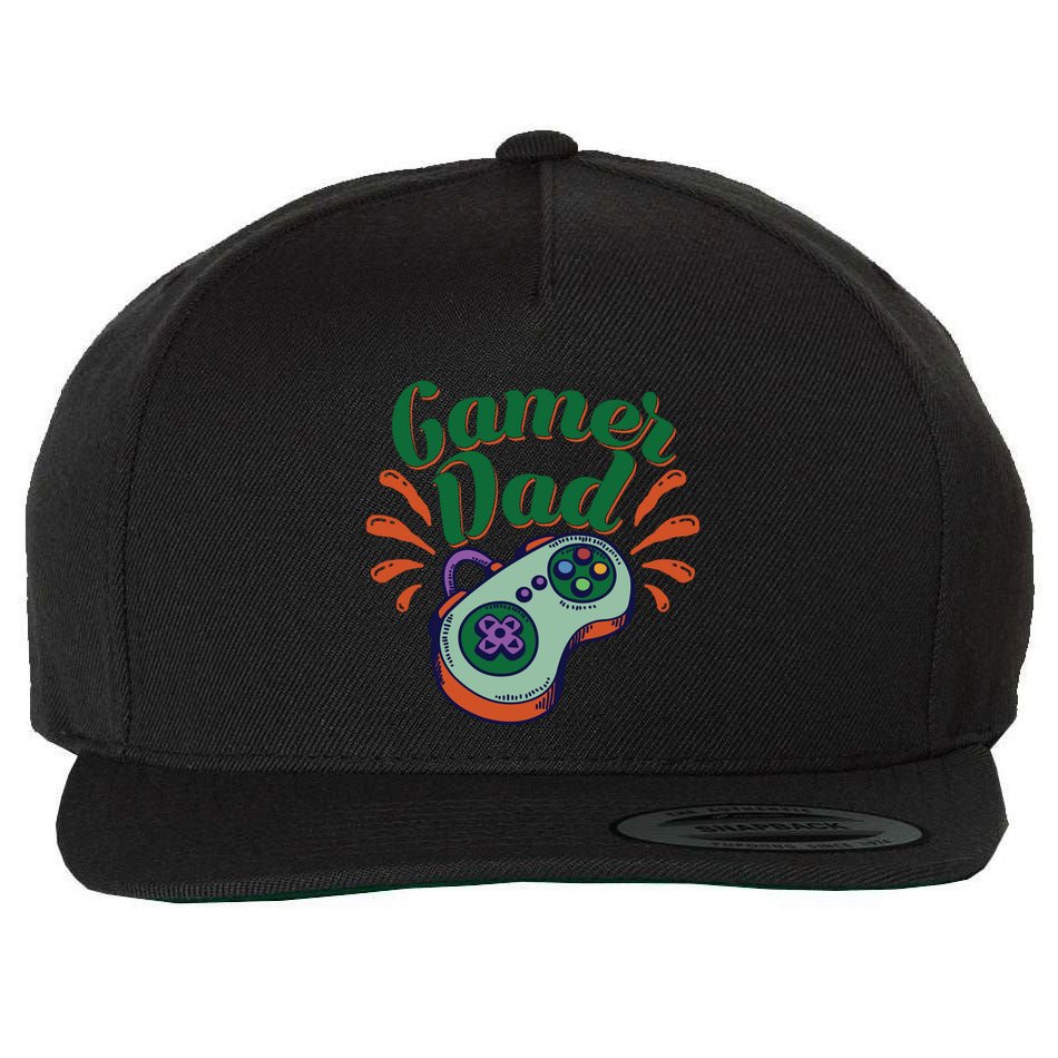 Gamer Dad Gaming Father FatherS Day Video Games Funny Gift Wool Snapback Cap