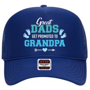 Great Dads Get Promoted To Grandpa Gift High Crown Mesh Back Trucker Hat