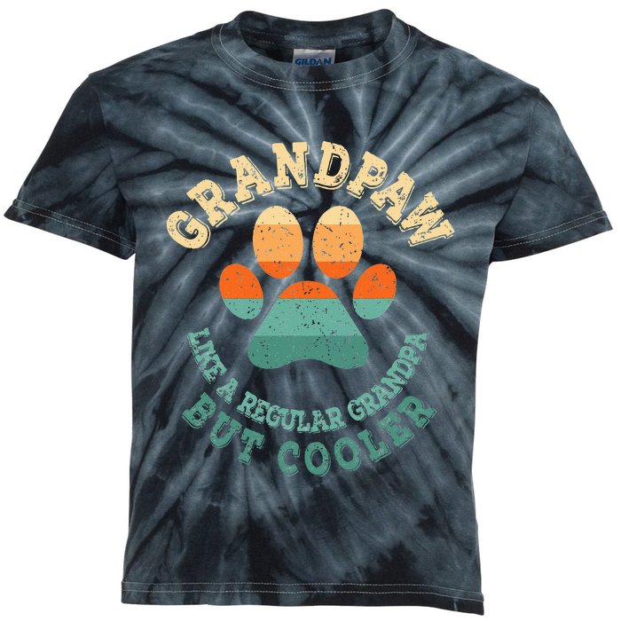 Grandpaw Dog Grandpa Grand Paw Retro Vintage Funny Kids Tie-Dye T-Shirt