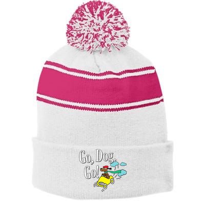 Go Dog Go Essential Funny Design Dog Lover Stripe Pom Pom Beanie