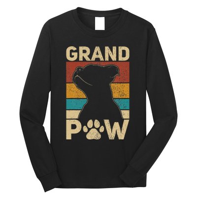 Grandpaw Dog Grandpa Funny Dog Lover Grandfather Men Pitbull Long Sleeve Shirt