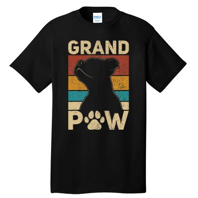 Grandpaw Dog Grandpa Funny Dog Lover Grandfather Men Pitbull Tall T-Shirt