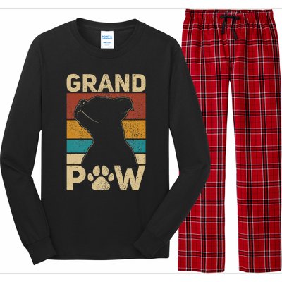 Grandpaw Dog Grandpa Funny Dog Lover Grandfather Men Pitbull Long Sleeve Pajama Set