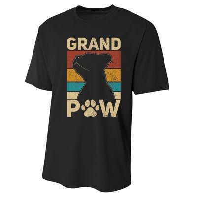 Grandpaw Dog Grandpa Funny Dog Lover Grandfather Men Pitbull Performance Sprint T-Shirt