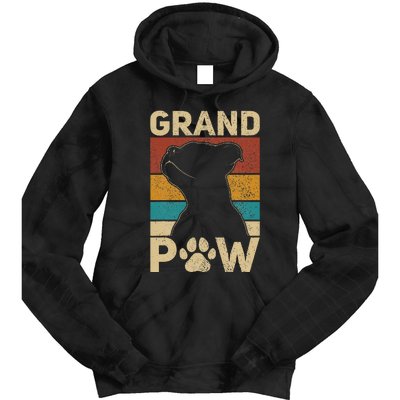 Grandpaw Dog Grandpa Funny Dog Lover Grandfather Men Pitbull Tie Dye Hoodie