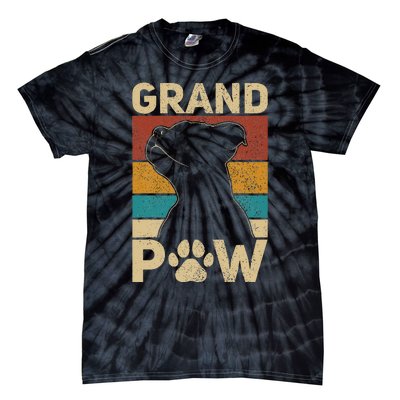 Grandpaw Dog Grandpa Funny Dog Lover Grandfather Men Pitbull Tie-Dye T-Shirt