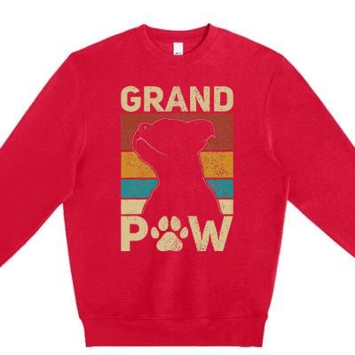 Grandpaw Dog Grandpa Funny Dog Lover Grandfather Men Pitbull Premium Crewneck Sweatshirt