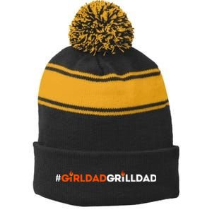 Girl Dad Grill Dad Stripe Pom Pom Beanie