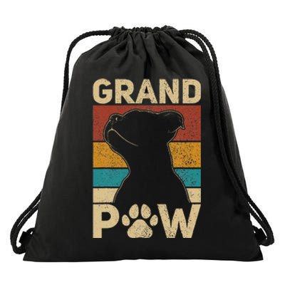 Grandpaw Dog Grandpa Funny Dog Lover Grandfather Men Pitbull Drawstring Bag