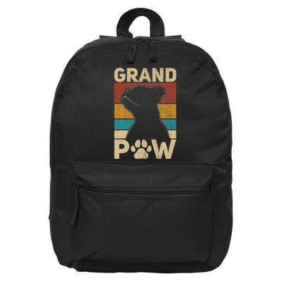 Grandpaw Dog Grandpa Funny Dog Lover Grandfather Men Pitbull 16 in Basic Backpack