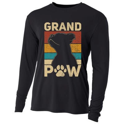 Grandpaw Dog Grandpa Funny Dog Lover Grandfather Men Pitbull Cooling Performance Long Sleeve Crew