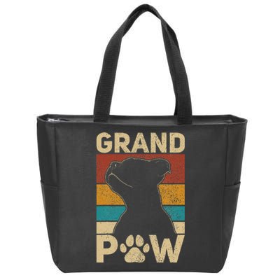 Grandpaw Dog Grandpa Funny Dog Lover Grandfather Men Pitbull Zip Tote Bag