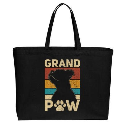 Grandpaw Dog Grandpa Funny Dog Lover Grandfather Men Pitbull Cotton Canvas Jumbo Tote