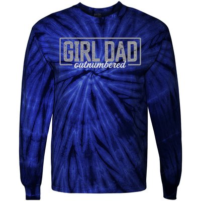 Girl Dad Gift For Men Fathers Day Outnumbered Girl Dad Tie-Dye Long Sleeve Shirt