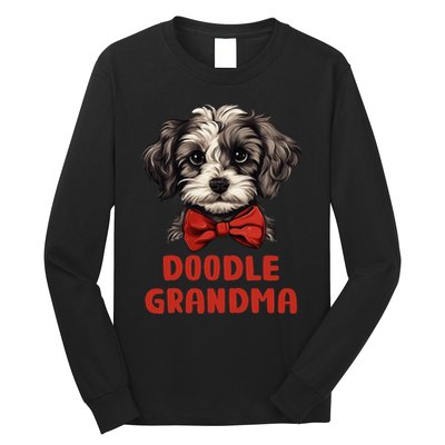 Grey Doodle Grandma Dog Lover Gift Funny Puppy Doodle Owner Long Sleeve Shirt