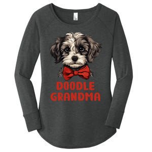 Grey Doodle Grandma Dog Lover Gift Funny Puppy Doodle Owner Women's Perfect Tri Tunic Long Sleeve Shirt