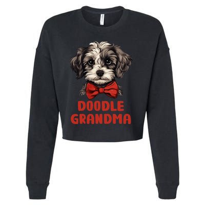 Grey Doodle Grandma Dog Lover Gift Funny Puppy Doodle Owner Cropped Pullover Crew