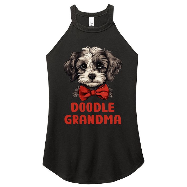 Grey Doodle Grandma Dog Lover Gift Funny Puppy Doodle Owner Women's Perfect Tri Rocker Tank