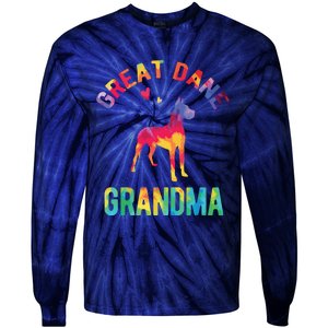 Great Dane Grandma Great Dane Nana Great Dane Dog Lover Tie-Dye Long Sleeve Shirt