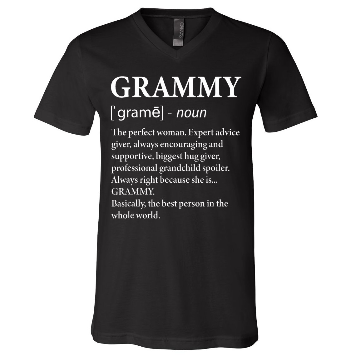 Grammy Definition Grandma Funny Grandmother V-Neck T-Shirt