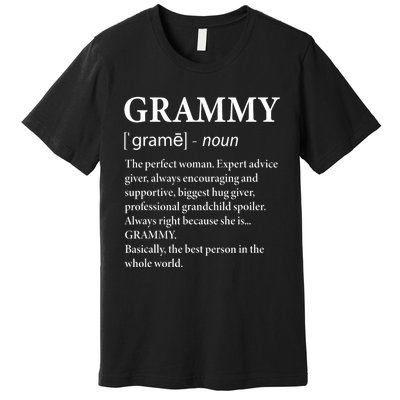 Grammy Definition Grandma Funny Grandmother Premium T-Shirt